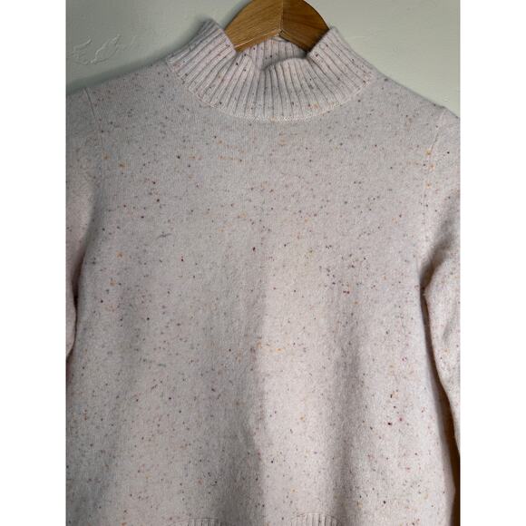 Land's End Cream Speckled Cashmere Mock Neck Sweater SMALL - Picture 3 of 6